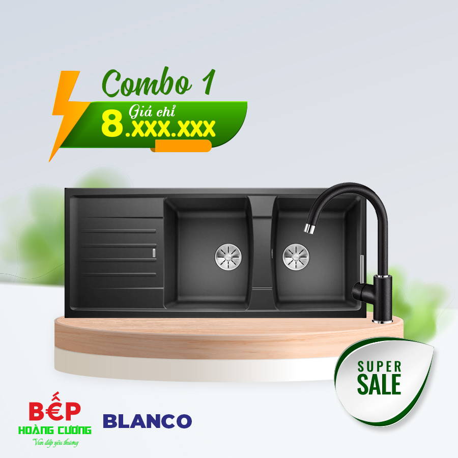 COMBO Chậu rửa Bosch Blanco LEXA 8 S Anthrancite 524980 + Vòi rửa Bosch Blanco MIDA XL Anth